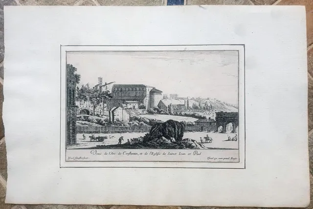 Stampa antica israel silvestre 1660 Arco di Costantino San Giovanni e Paolo Roma