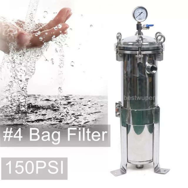 Bag Filter Housing 150PSI Industrial Sock Filter #4 10t/h 304 Stainless Steel