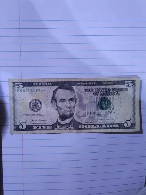 **STAR NOTE** - 2017A - $5 Five Dollar US Currency