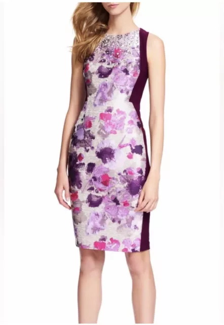 Adrianna Papell Floral Colorblock  Sheath Dress Size 4