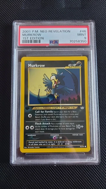 Psa 9 Mint! Murkrow 46/64 Neo Revelation 1St Edition Card Pokemon