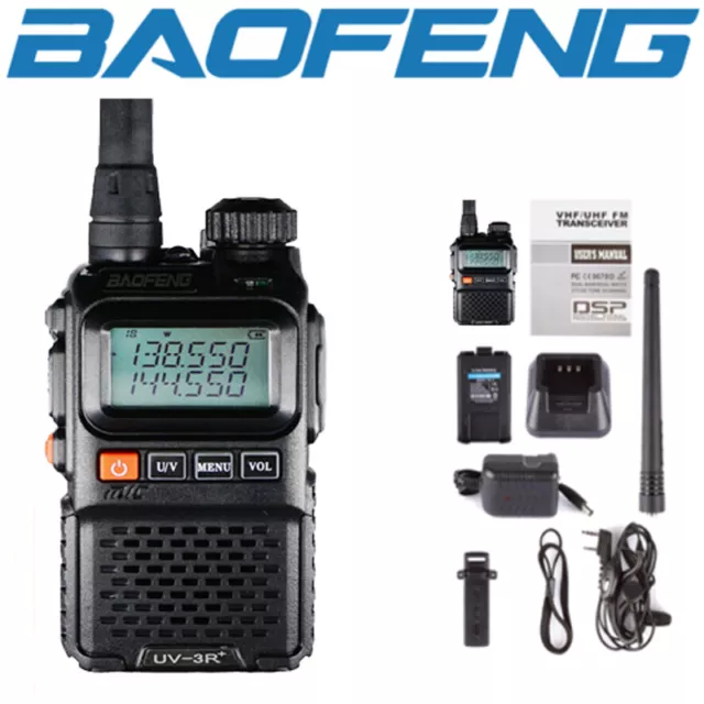 Baofeng Uv-3R+ Dual Band Uhf/Vhf Radio 99Ch Fm Ham Two Way Radio Walkie Talkie