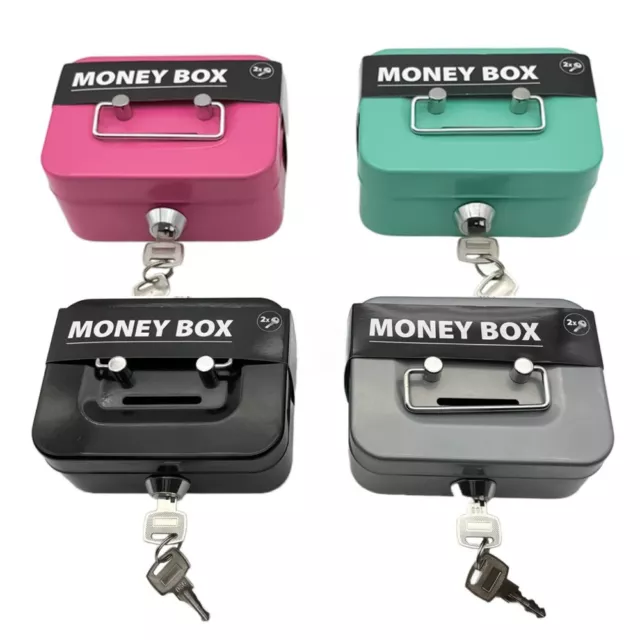 Metal Cash Storage Box Small Money Organizer Key Lock Cash Box  Kids