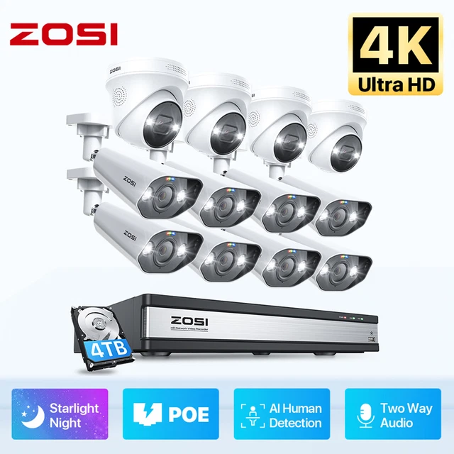 ZOSI 16CH 4K NVR Kit de Caméra de Surveillance Extérieure PoE 5MP