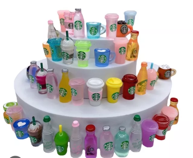 Joblot 260 Miniature Doll Starbucks Bottles Play House Coffee Bubble Tea Drinks