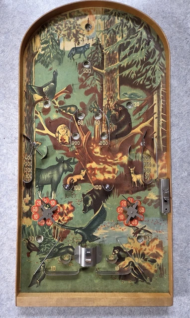 ANCIEN JEU DE bagatelle flipper jeu de table bistrot en bois Décoration vintage EUR 48,00 - FR