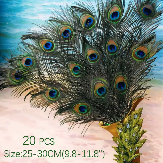 Lots 20PCS Natural Real Peacock Tail Eye Feathers DIY Crafts25-30cm/9.8-11.8Inch