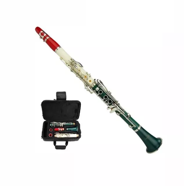 New Merano Student BB Red - White - Green Clarinet,Case,Mouth Piece; Reed