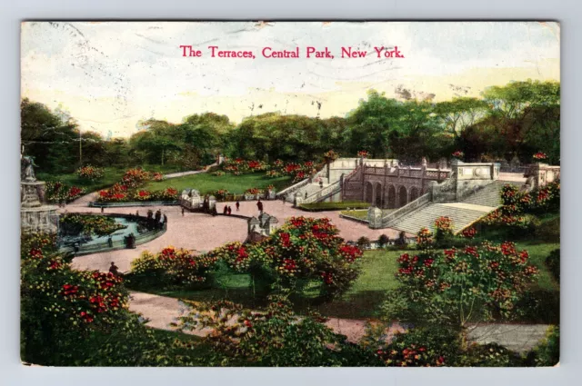 Central Park NY-New York, The Terraces, Antique, Vintage c1915 Postcard