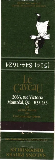 Montreal Quebec Canada Le Caveau Restaurant Vintage Matchbook Cover