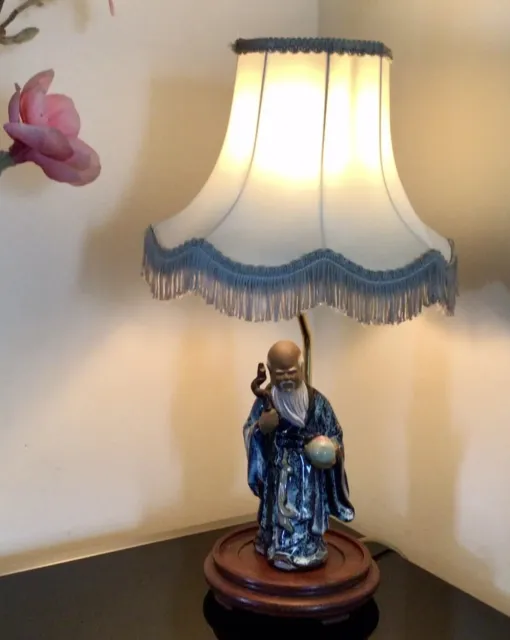 VINTAGE RARE SHOU Shou Lao/Shou Xing Taoist God of Longevity Figurine Table Lamp