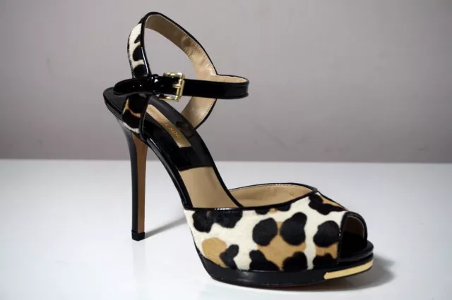 Michael by Michael Kors Bailee Suntan Leopard-Print Calf Hair Sandals Size 7.5 2