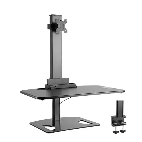Premium DWS03-T01 Height-Adjust Single Display + Keyboard Tray Desk Stand BLACK