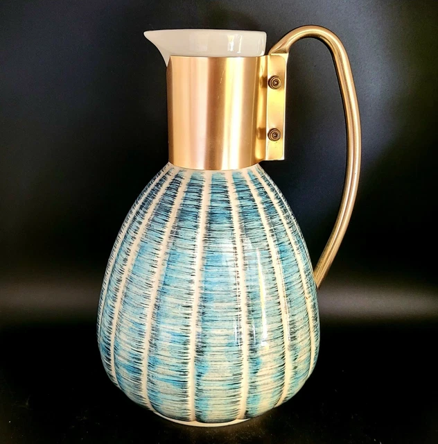Vintage C Miller 1957 57-33 Chiller Potteries Wine Pitcher With Metal Handle
