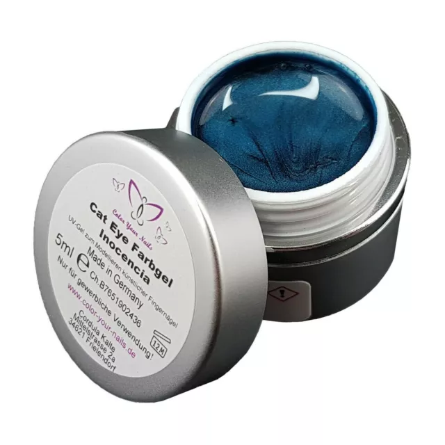 Deluxe Cat Eye Farbgel  Inocencia 4 -Türkis-Blau, 5ml Magnetgel, Nails UVGel