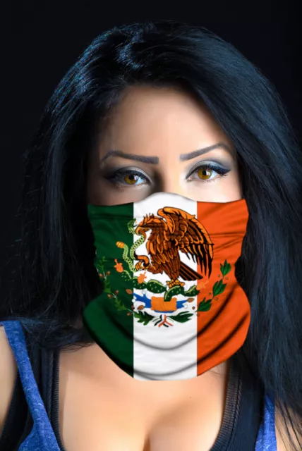 Mexican Flag Face Mask Neck Gaiter with Free Glasses Strap SAME DAY SHIP USA