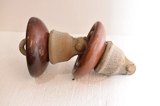 Vintage Antique Porcelain Large Insulator 6" Double Locke 1950  11LBS 11.9.1