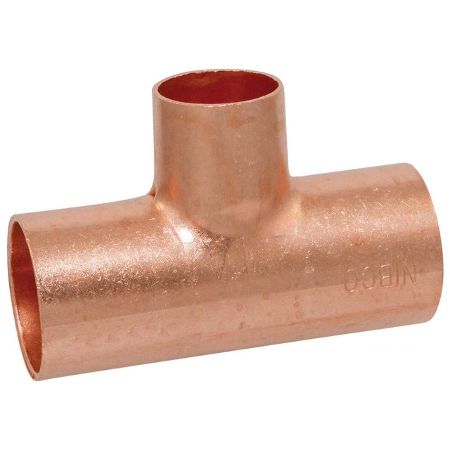 NIBCO 611BH 1/4X1/4X3/8 Bullhead Tee,Wrot Copper,1/4"x1/4"x3/8"