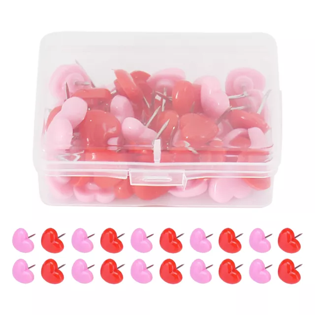 200pcs Sturdy Plastic Heart Shaped Cute Push Pins Easy To Use For Bulletin Board