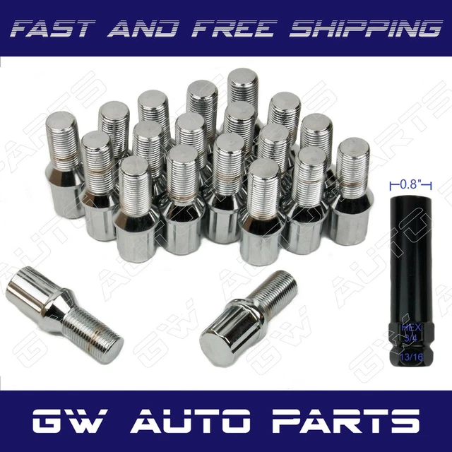 20 Chrome 14x1.25 Spline Cone Seat Lug Bolts 1.55"/40mm + Key Fit Toyota Supra