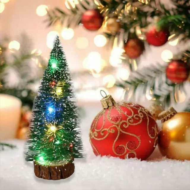 Mini Christmas Tree With LED Lights Ornaments Festival Tabletop Decor Xmas Gift