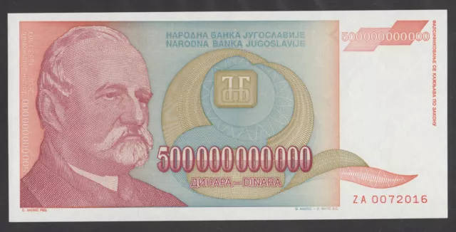 🔴YUGOSLAVIA 500 (500 000 000 000) Milliard Dinara 1993 UNC  REPLACEMENT🔴