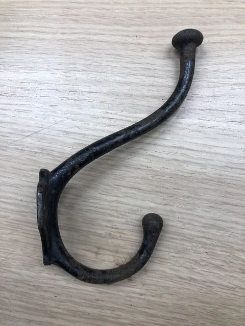 Antique Coat Hook Brass Vintage Original Reclaimed Old 3