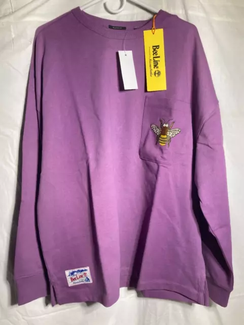 Vtg. Timberland Bee Line 100% Cotton Long Sleeve Pullover Shirt Men's Purple LRG