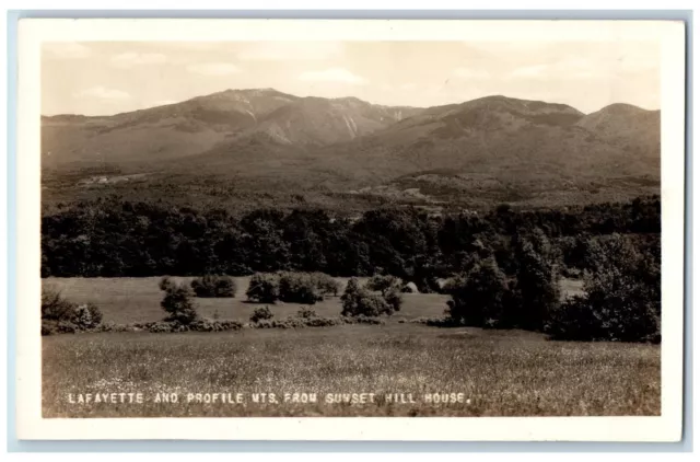 Antrim NH Postcard RPPC Photo Lafayette And Profile Mts. From Sunset Hill House