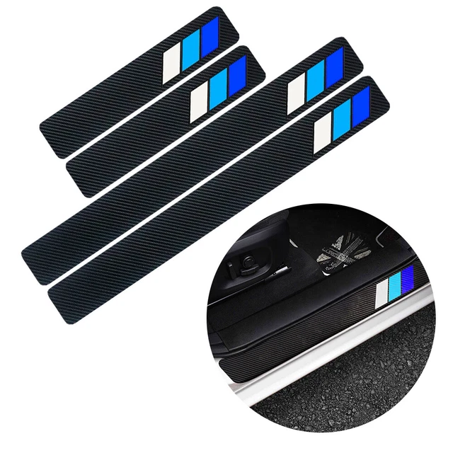 Tricolor Car Door Plate Sill Scuff Cover Bar Anti Scratch White & Blue Protector