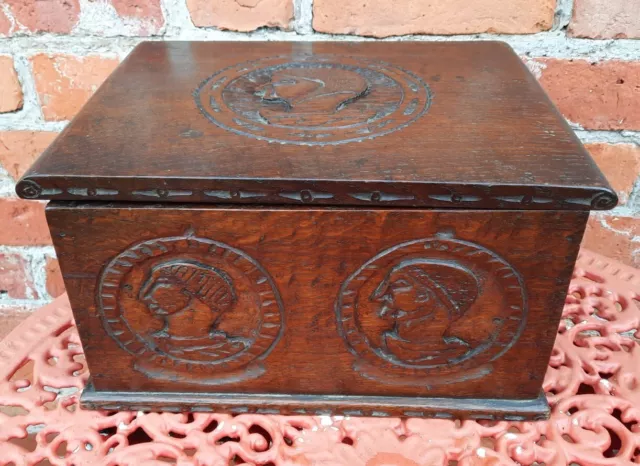 antique oak bible box Old Oak Carved Lidded Box