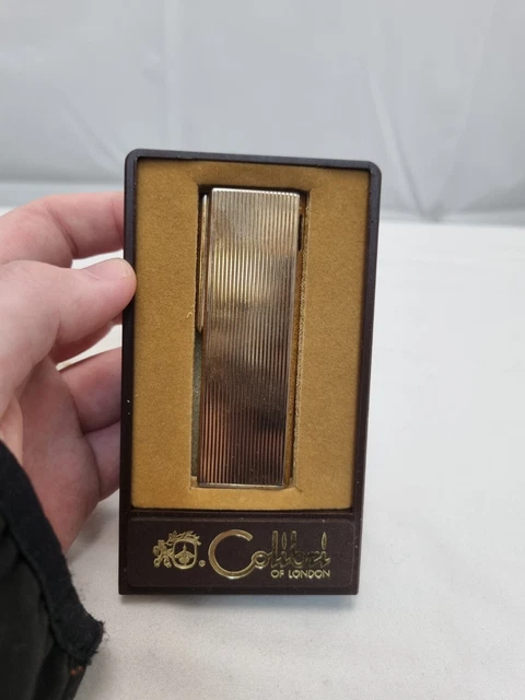 Vintage Colibri Of London Gold Colour Pocket Lighter With Original Box (19)