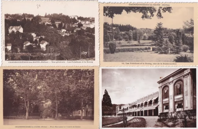 Lot of 4 Antique Old Postcards CHARNIERES-LES-BAINS RHÔNE 2