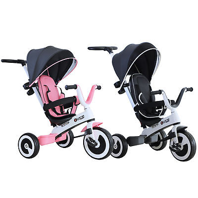 Baby Tricycle Children's 4 In 1 Trikes Kids Stroller W/ Canopy 3 Wheels