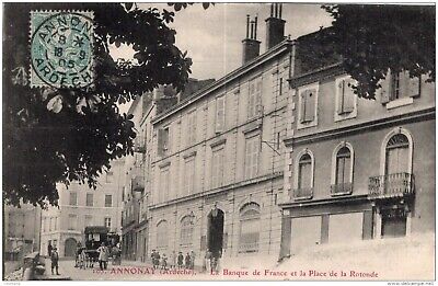 S536 - cpa 07 Annonay - La Banque de France et la Place de la Rotonde