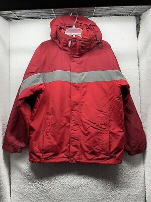 LLBean Jacket Mens M Medium Red 3 in 1 Hooded Winter Snow Ski Pockets Heavy