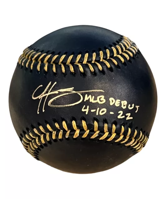 Hunter Greene Autographed ROMLB Black Baseball Reds MLB Debut FAN 41130