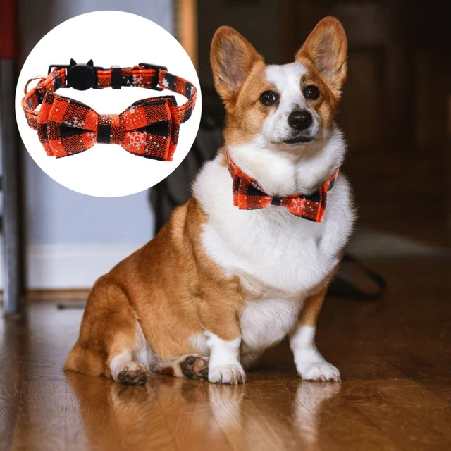 Red Plaid Dog Collar Dog Neck Bows Pet Holy Collar Puppy Collars Bow Tie