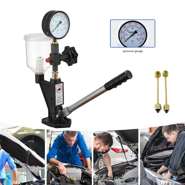 MaXpeedingrods Diesel-Einspritzdüsen-Tester – Prüfgerät 0–600 Bar Mit Manometer, 2 Hochdruckleitungen – Für Dieselmotoren