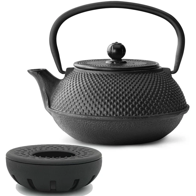 Asia Tee Set Teekanne Teesieb Stövchen Teewärmer Teeservice Gußeisen sw 0,8 L