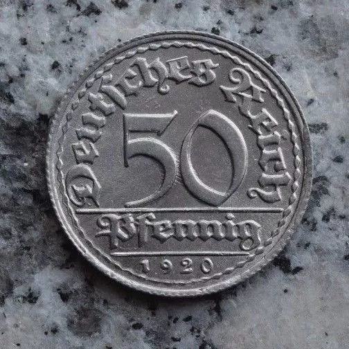 50 Pfennig 1920 D Alu Kursmünze Weimarer Republik - Top Erhaltung - Unc.