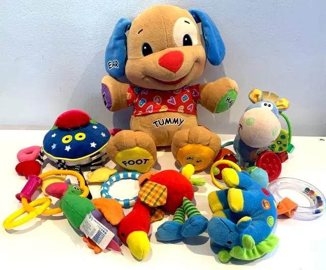 Fisher Price Laugh and Learn Puppy Dog & Baby Sensory Soft Toys Bundle