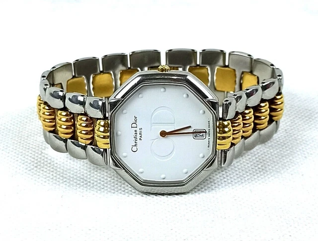 Christian Dior Paris Watch Vintage Wristwatch Luxury Amazing Octal White Dial