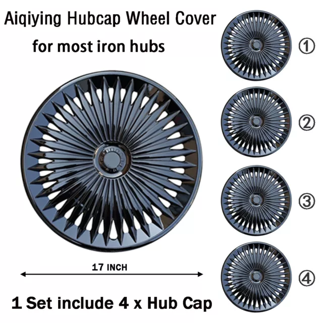 4PC 17" Black Wheel Hub Caps Full Wheel Covers Rim for Nissan Rogue Dodge {R17}