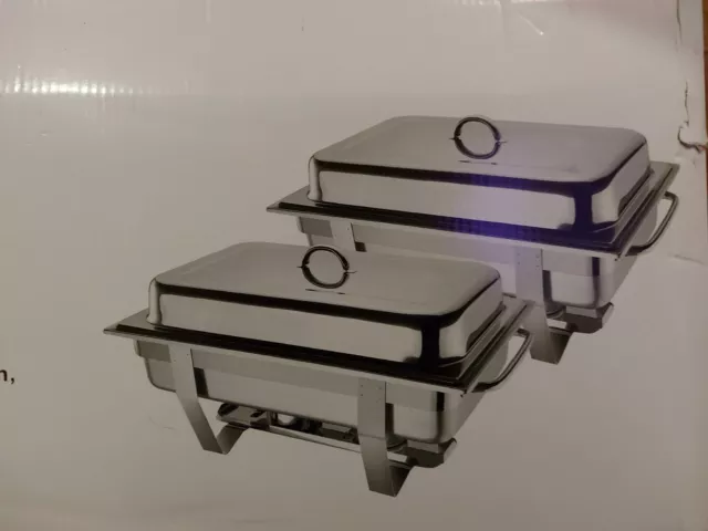 Milan Chafing Set Food Warmer in Stainless Steel - 635 x 317.5 x 102 mm - 9L 2pc