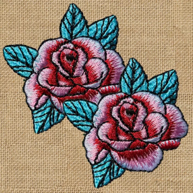 1 or 2pc Flower Rose Embroidered Patch Cloth Iron On Applique craft sewing #2309