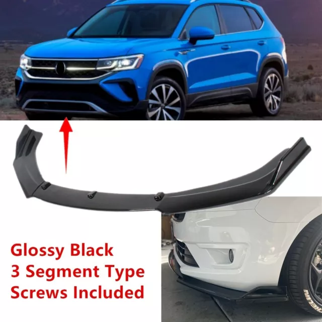 Universal 3 PCS Fit For VW Taos 2022-2024 Front Lip Spoiler Splitter Gloss Black