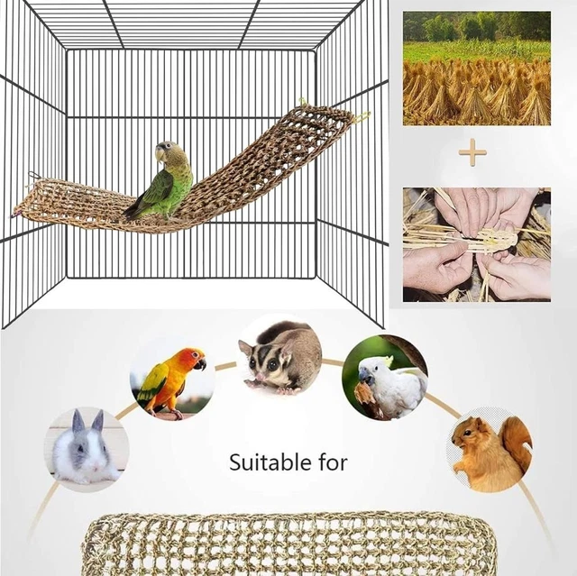 NATURAL GRASS WOVEN Bird Net Hammock,Bird Seagrass Mat,Climbing Rope ...
