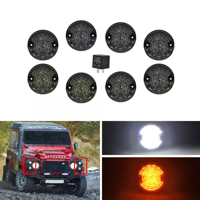 8PCs/Kit Smoke For Land Rover 90/110 83-90 Defender 90-16 Led Upgrade Kit Lamp