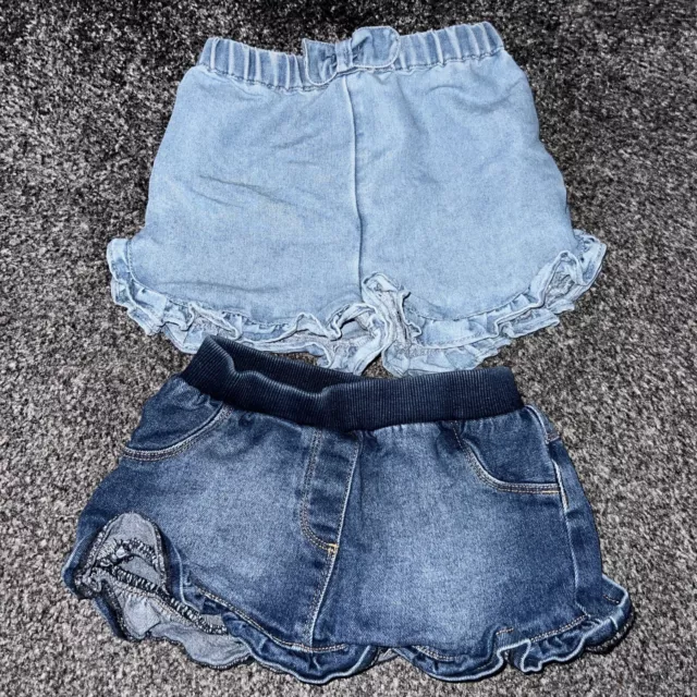 Baby Girls Denim Shorts/skirt Bundle Age 12-18